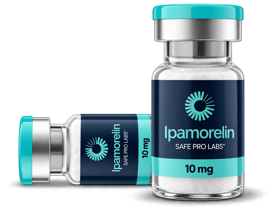 Safe Pro Labs Ipamorelin 10 mg vial packaging mockup