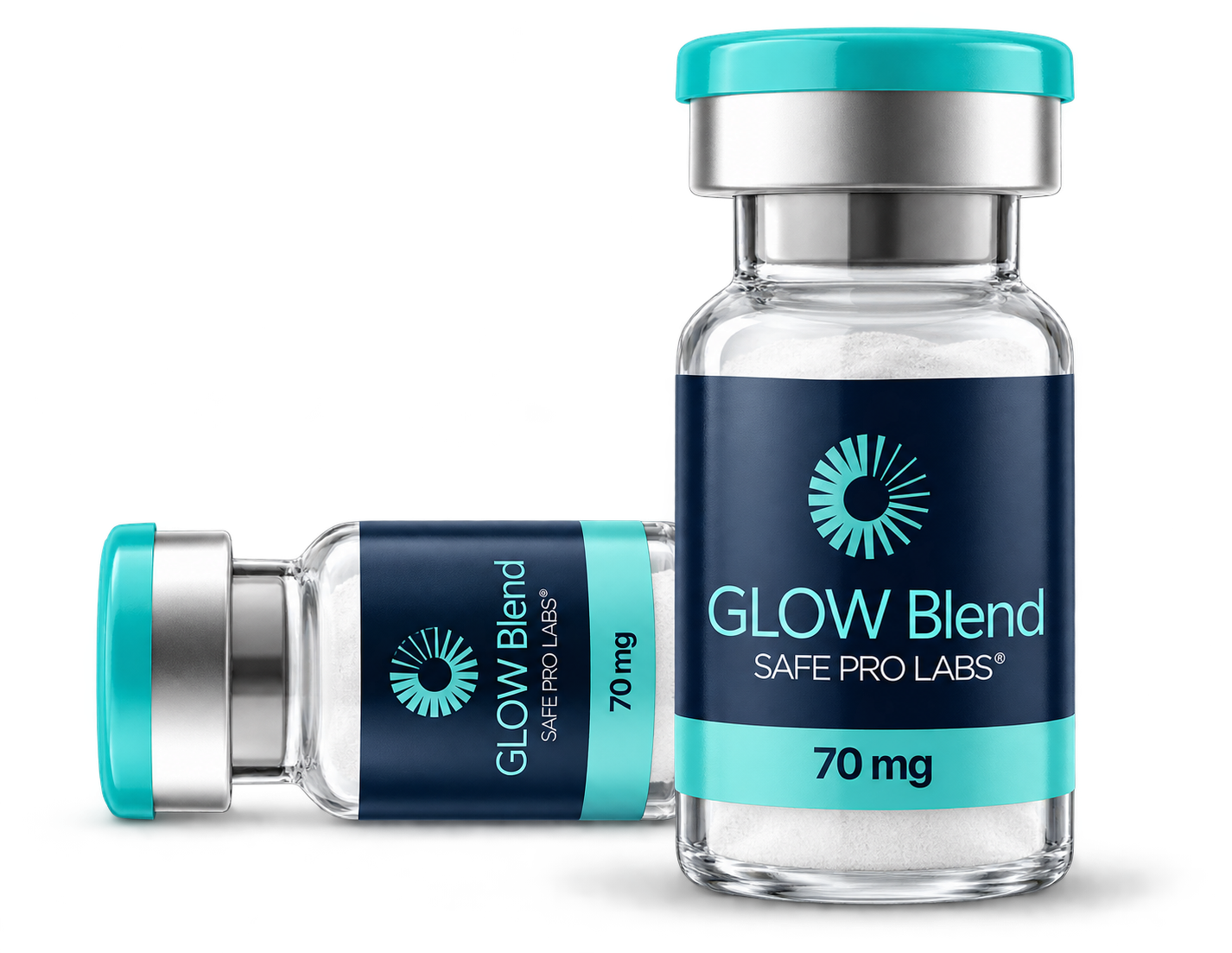 Safe Pro Labs GLOW Blend 70 mg vial packaging mockup
