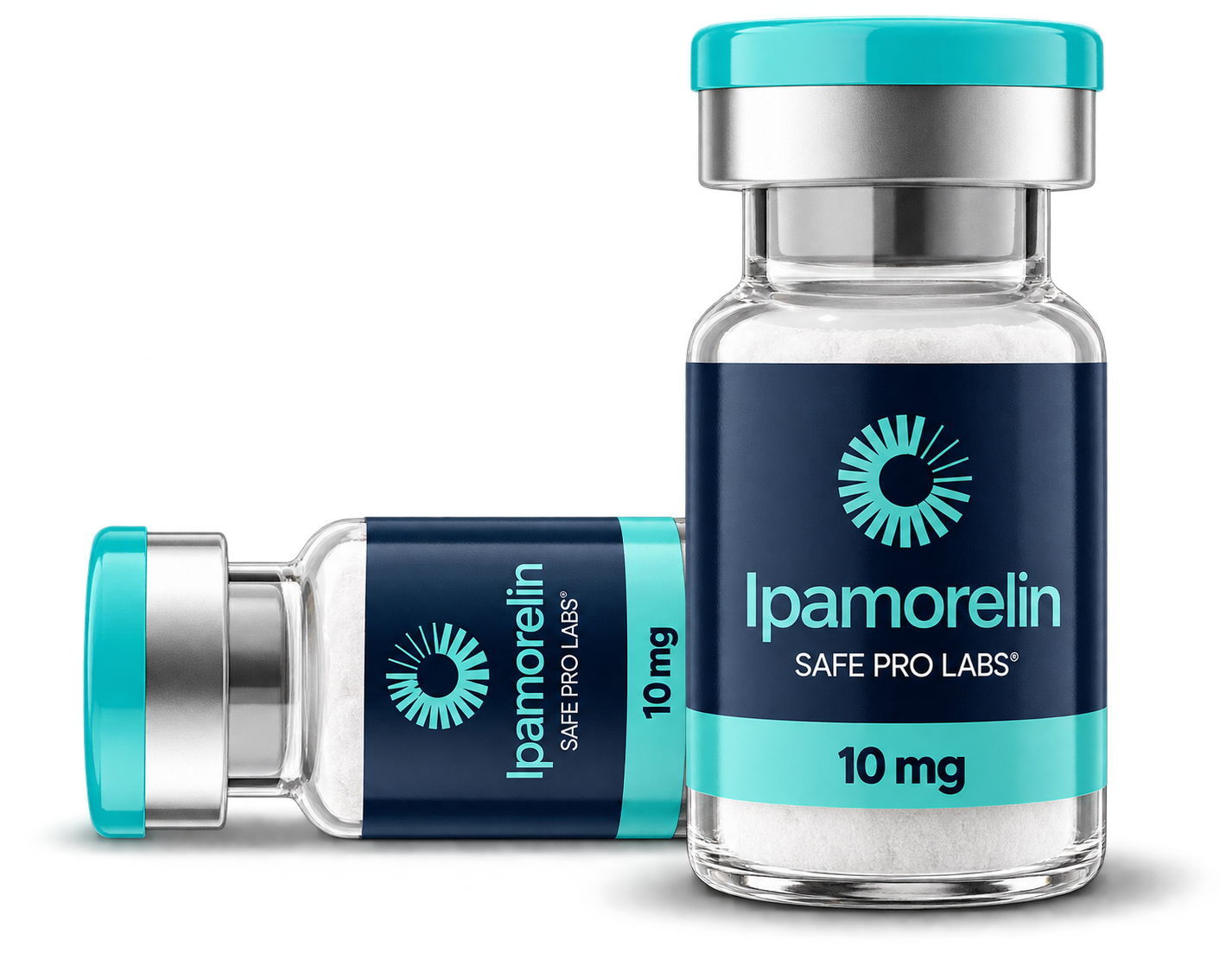 Safe Pro Labs Ipamorelin 10 mg vial packaging mockup